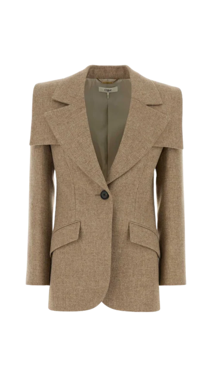 Single-Breasted Tailored Jacket in Prince of Wales Wool