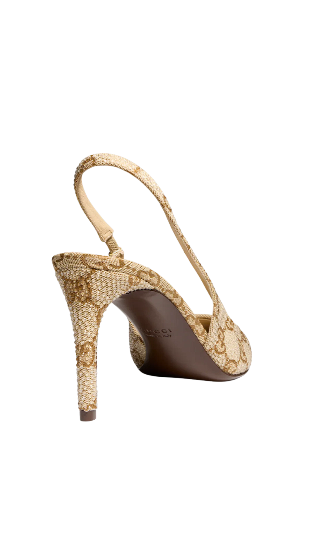 Donna Crystal Slingback Pump in Gold-Toned Hardware