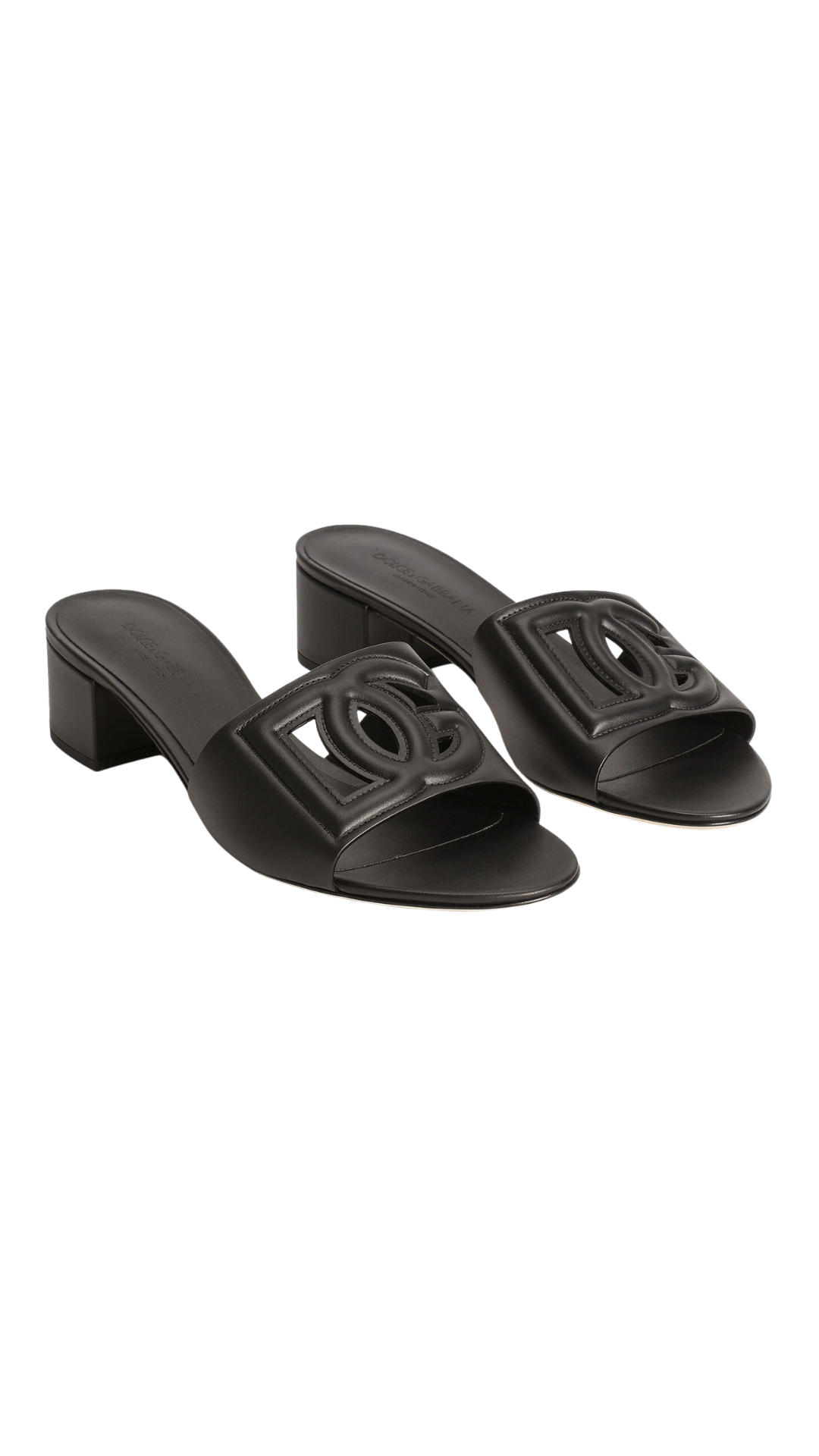 Calfskin Sliders With Dg Logo in Black