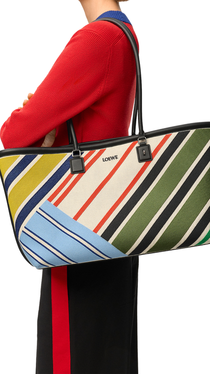 Large Verano Tote in Ecru/Multicolor Embroidered Canvas