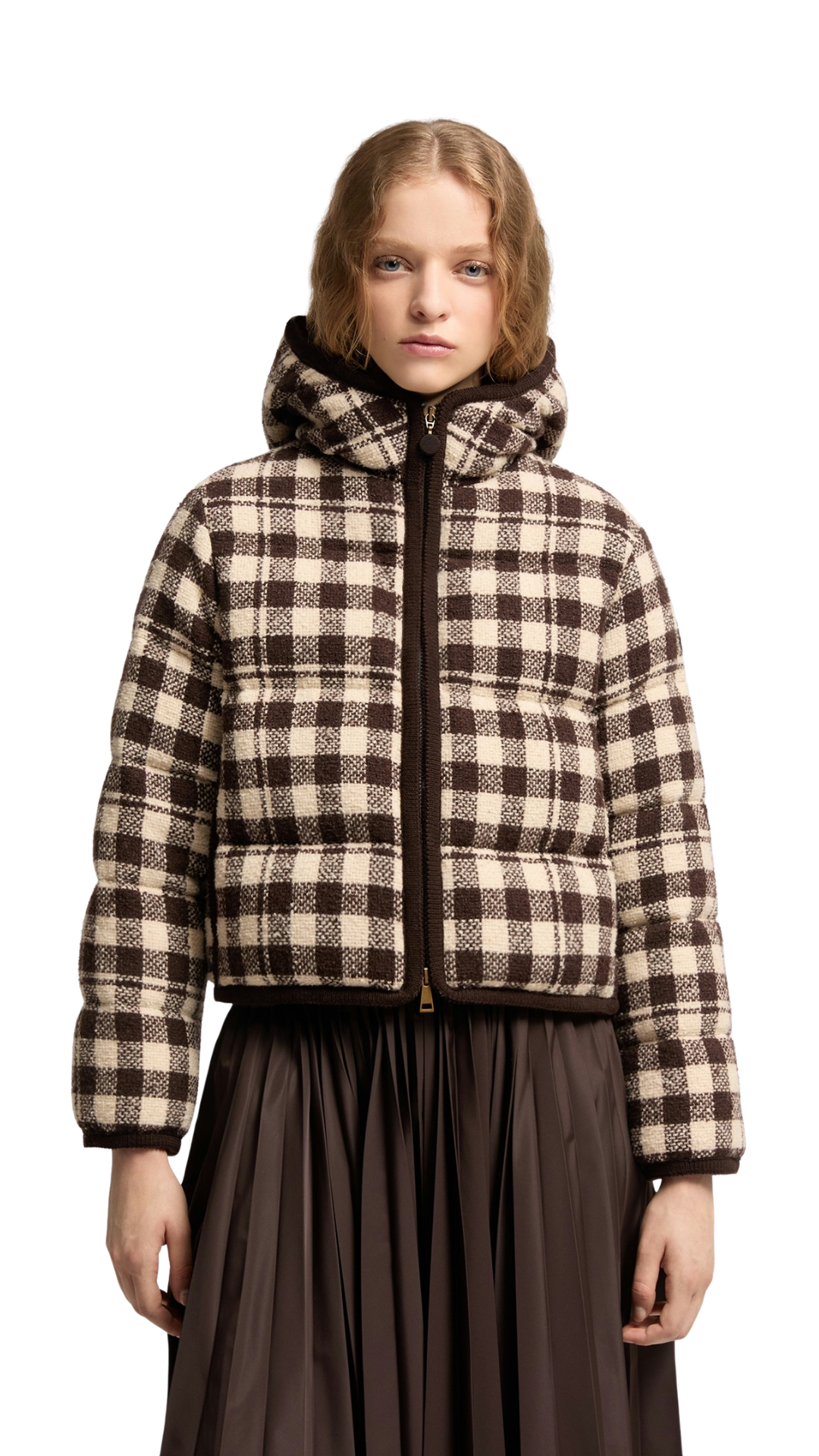 Abstraction Hooded Wool Blend Short Down Jacket