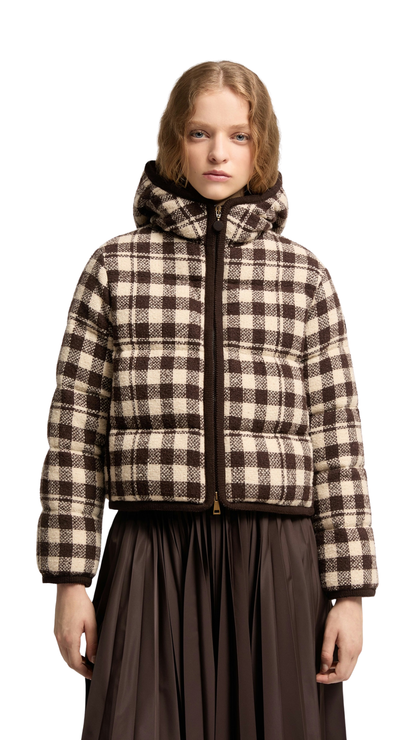 Abstraction Hooded Wool Blend Short Down Jacket