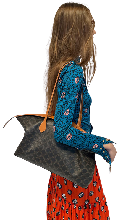 Large Duffle Bag in Triomphe Canvas and Natural Calfskin