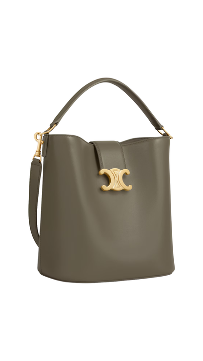Bolso Mediano Louise En Piel de Becerro Lisa Color Oro Caqui