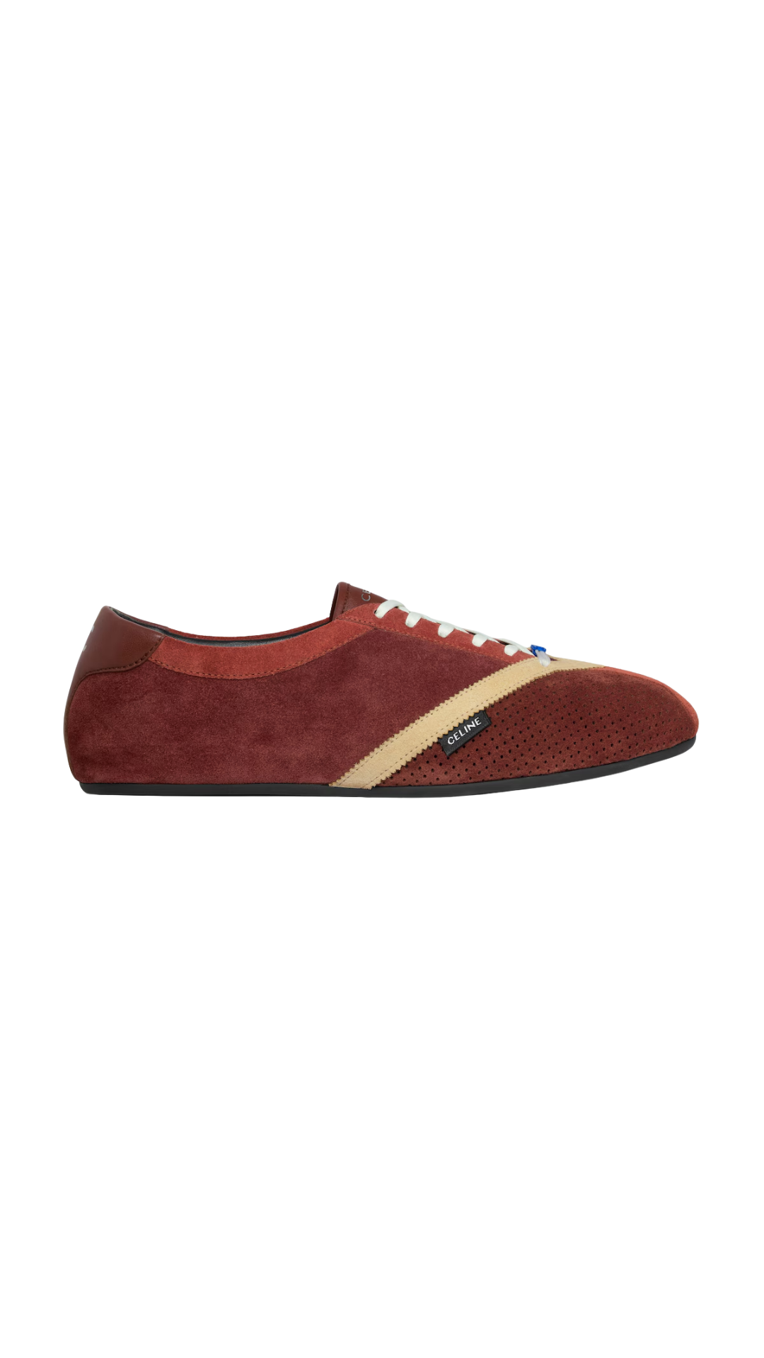 The Flat Sneaker in Rust/Ecru Suede Calfskin and Lambskin