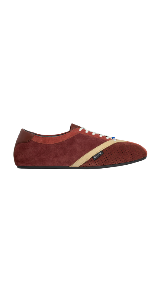 The Flat Sneaker in Rust/Ecru Suede Calfskin and Lambskin
