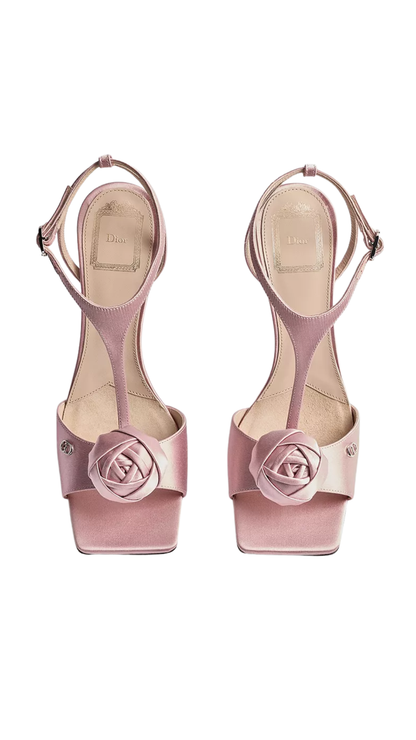 Dior Rose Heeled Sandal in Dragée Pink Satin
