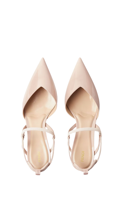 Very Colibrì in Nude Patent Leather Medium-Heeled Slingbacks