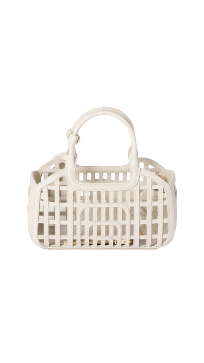 Leather Basket in Chalk White