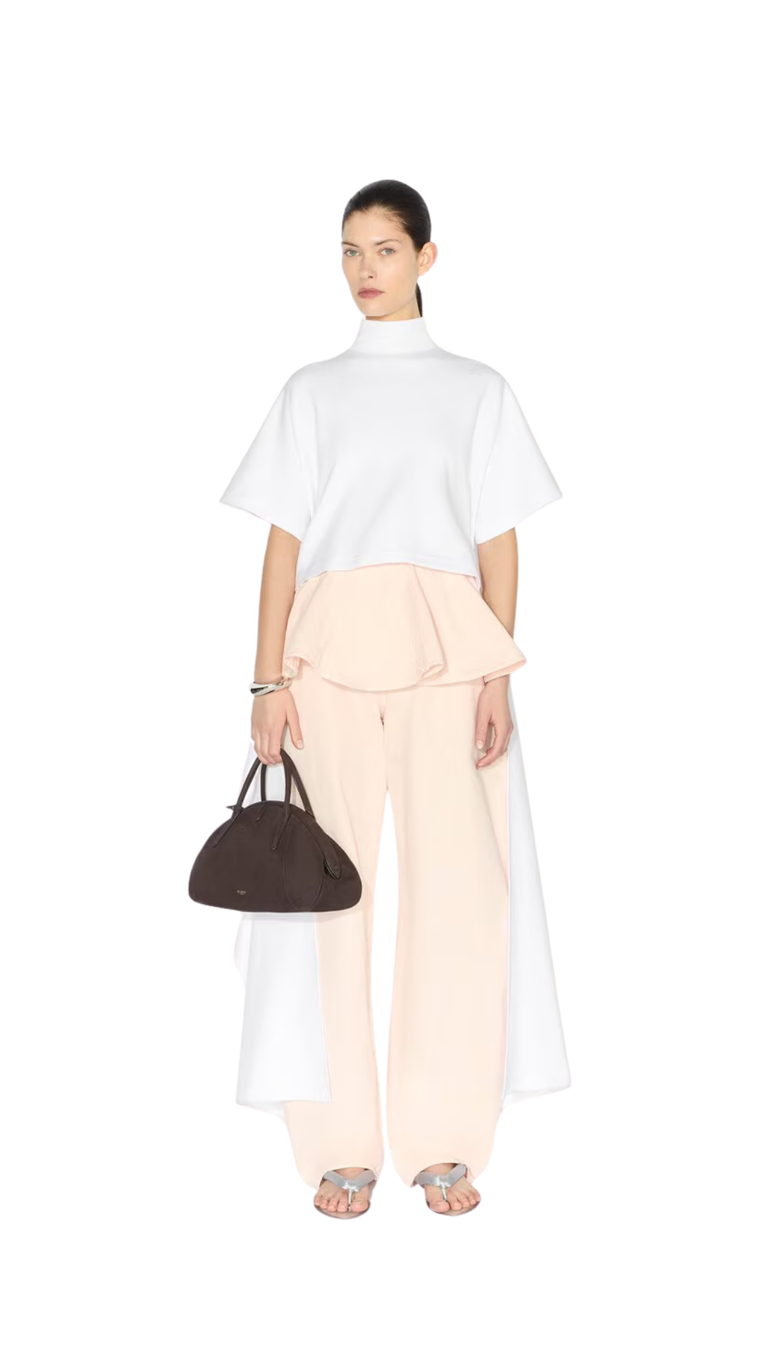 Asymmetric Cotton Jersey T-Shirt in White