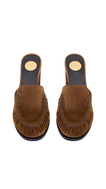 Le Loafer Mules in Suede Dark Havana