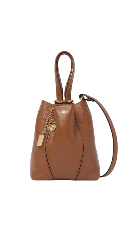 Bolso tote Chloé pequeño Spin en piel granulada color marrón arcilla