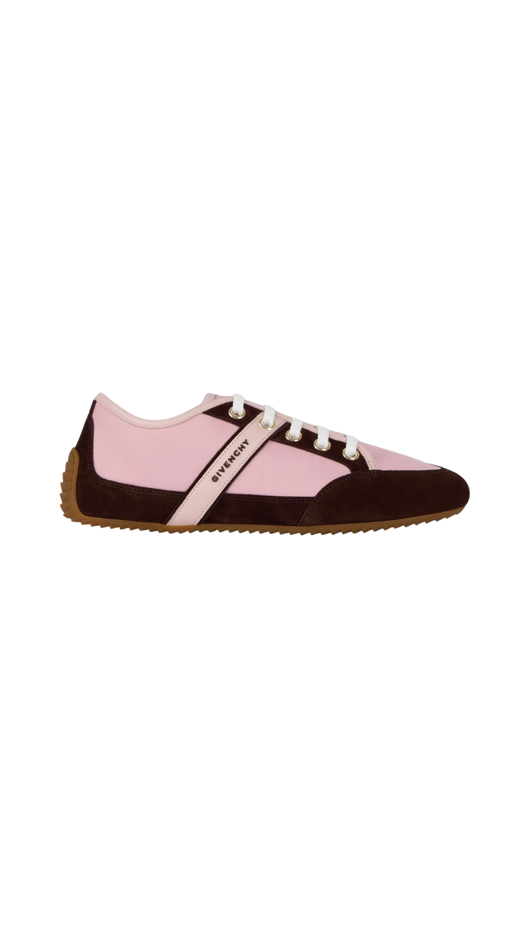 Slim Sneakers in Brown/Pink Nylon and Suede