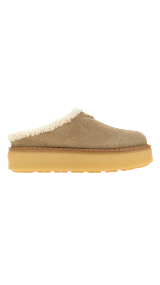 Suede Slippers in Beige