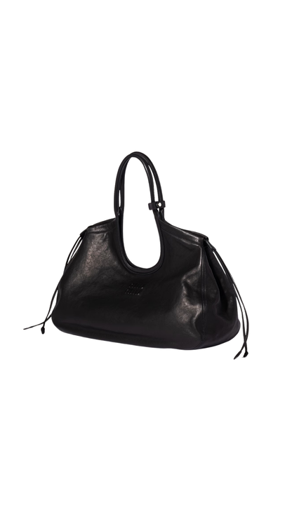 Ivy Nappa Leather Shopping Bag in Black