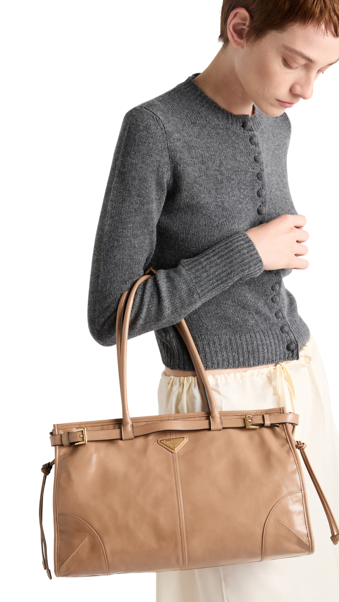 Bonnie Large Leather Handbag in Cameo