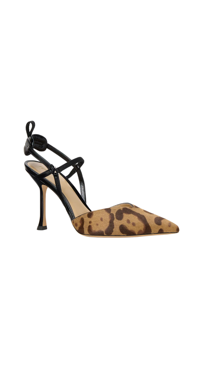 Very Colibrì Brown and Black Hair-on Leather High-Heeled Slingbacks
