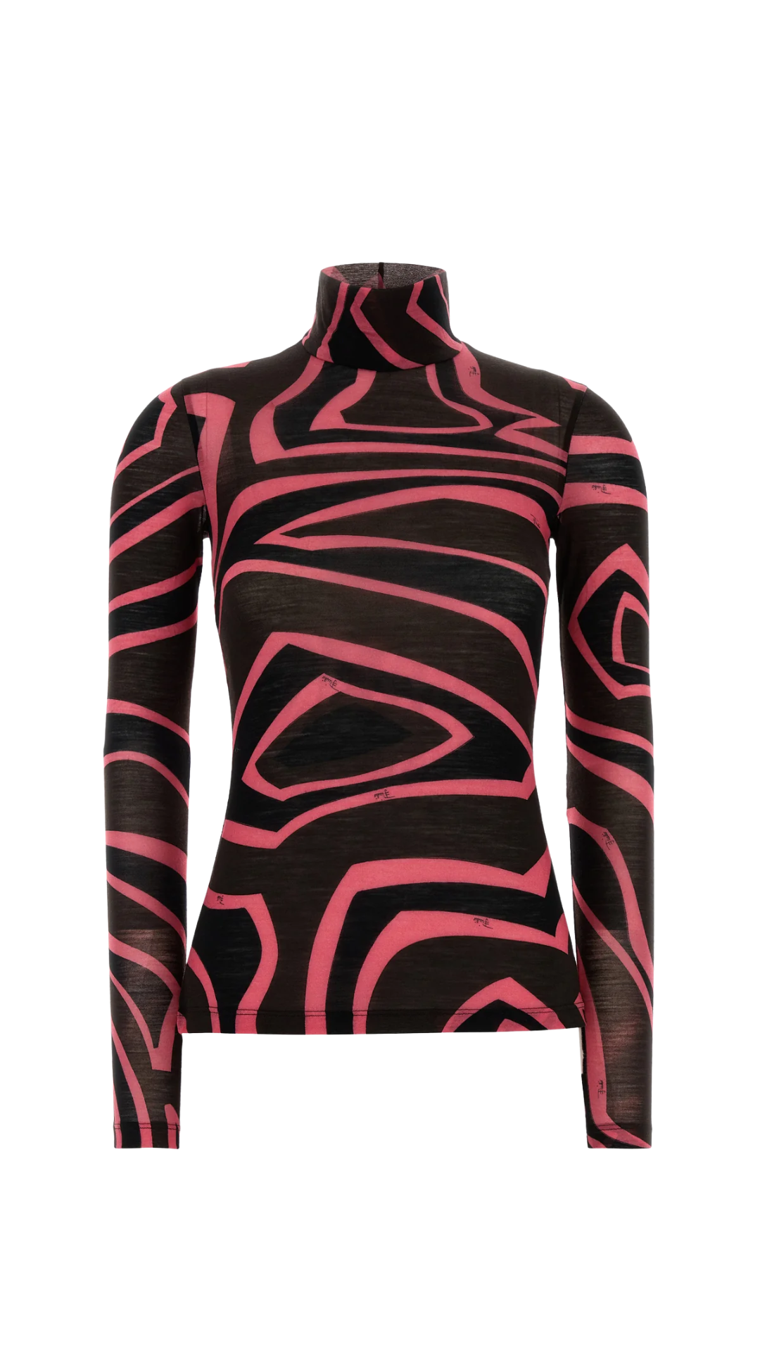 Printed Wool Blend T-Shirt in Brown and Coral