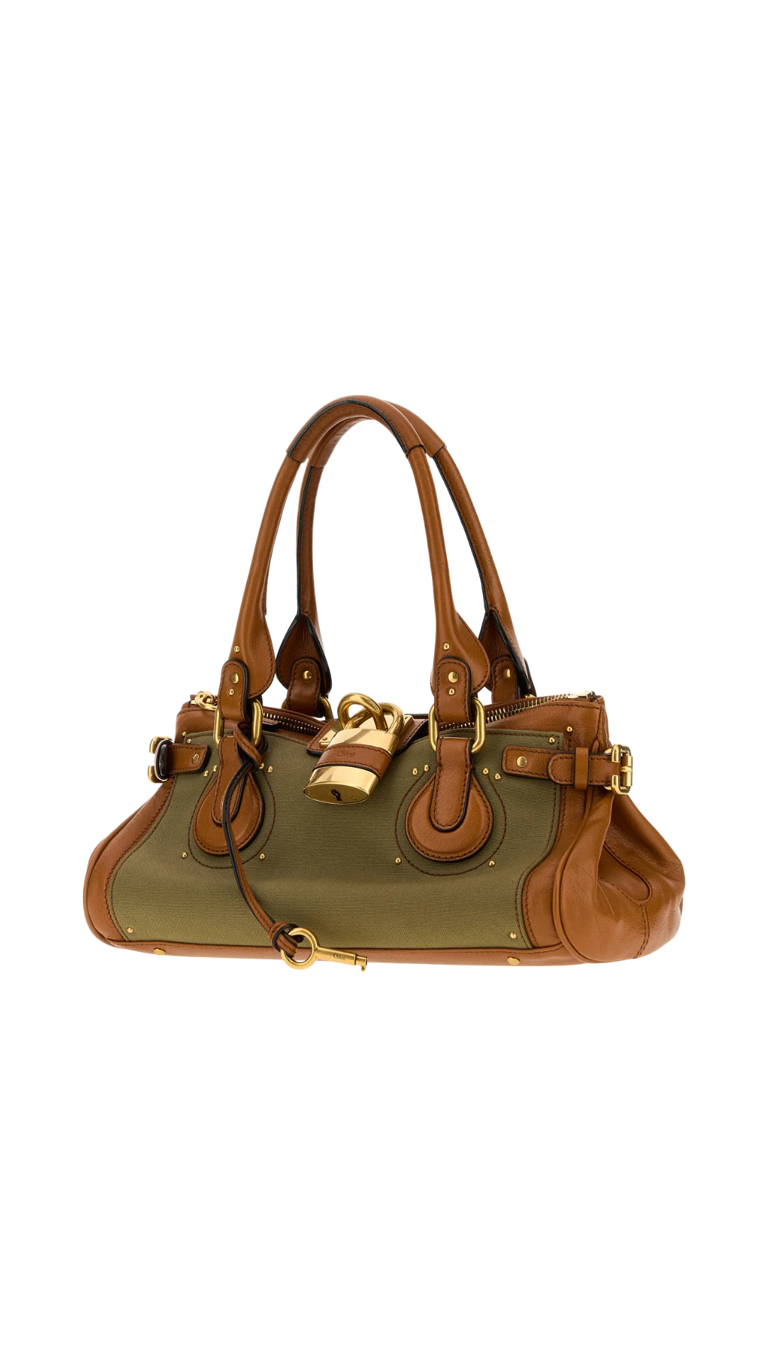 Two-Tone Canvas and Leather Paddington Shoulder Bag
