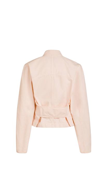 Round Denim Jachet in Pink
