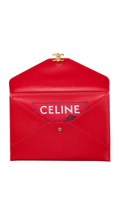 Envelope in Chili Red Shiny Calfskin