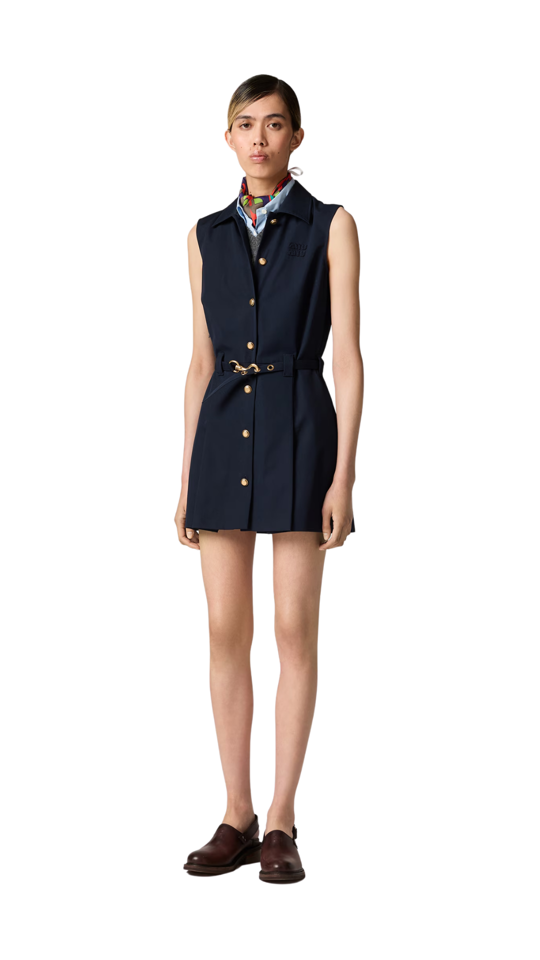 Poplin Mini-Dress in Navy