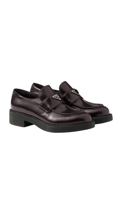 Chocolate Brushed Leather Loafers in Sienna