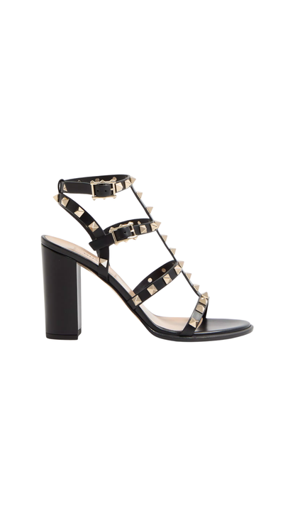 Rockstud Ankle Strap Sandal 90 Mm in Black