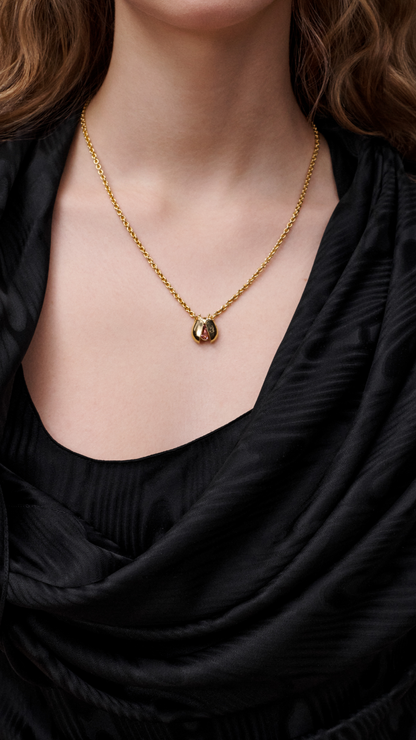 Lady Spark Necklace Gold-Finish Metal, Crystals and Pink Crystal