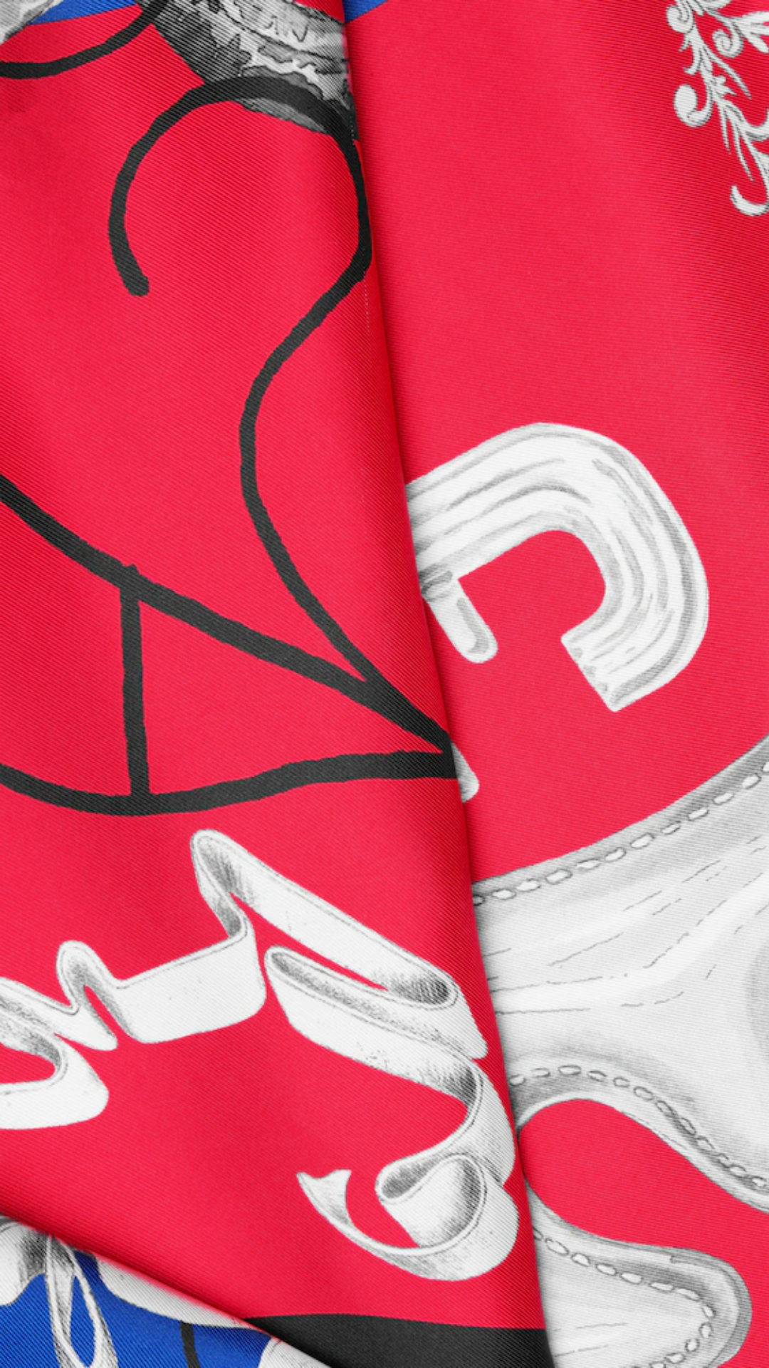Square in Red/Blue/Multicolor Silk Twill