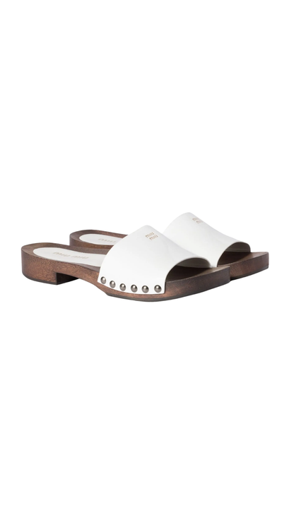 Patent Leather Clogs in White