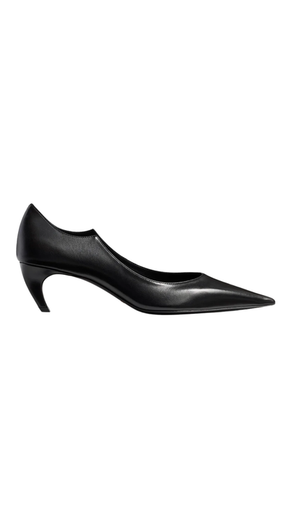 Valerie Low Pump in Black Glazed Leather