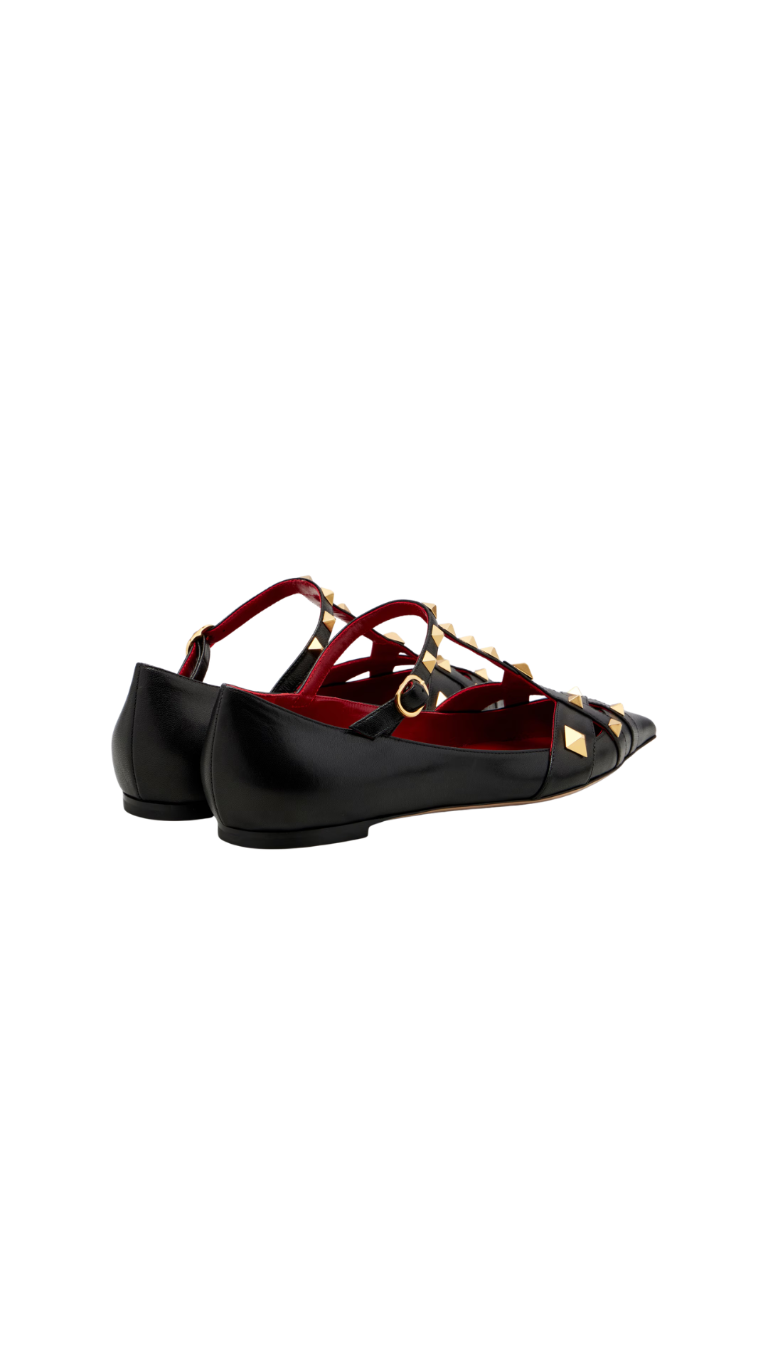Studdy Leather Mary Jane Flats in Black