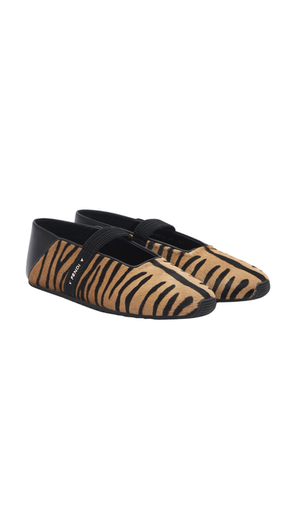 Academia Calf Hair Ballet Flats in Brown