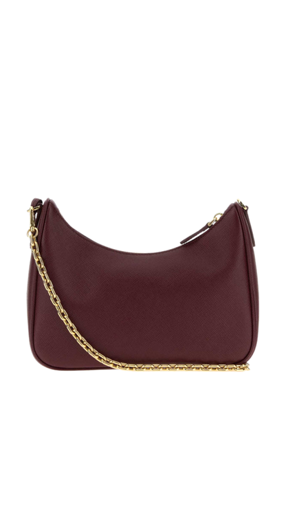 Re-Edition 2005 Saffiano Leather Bag in Burgundy