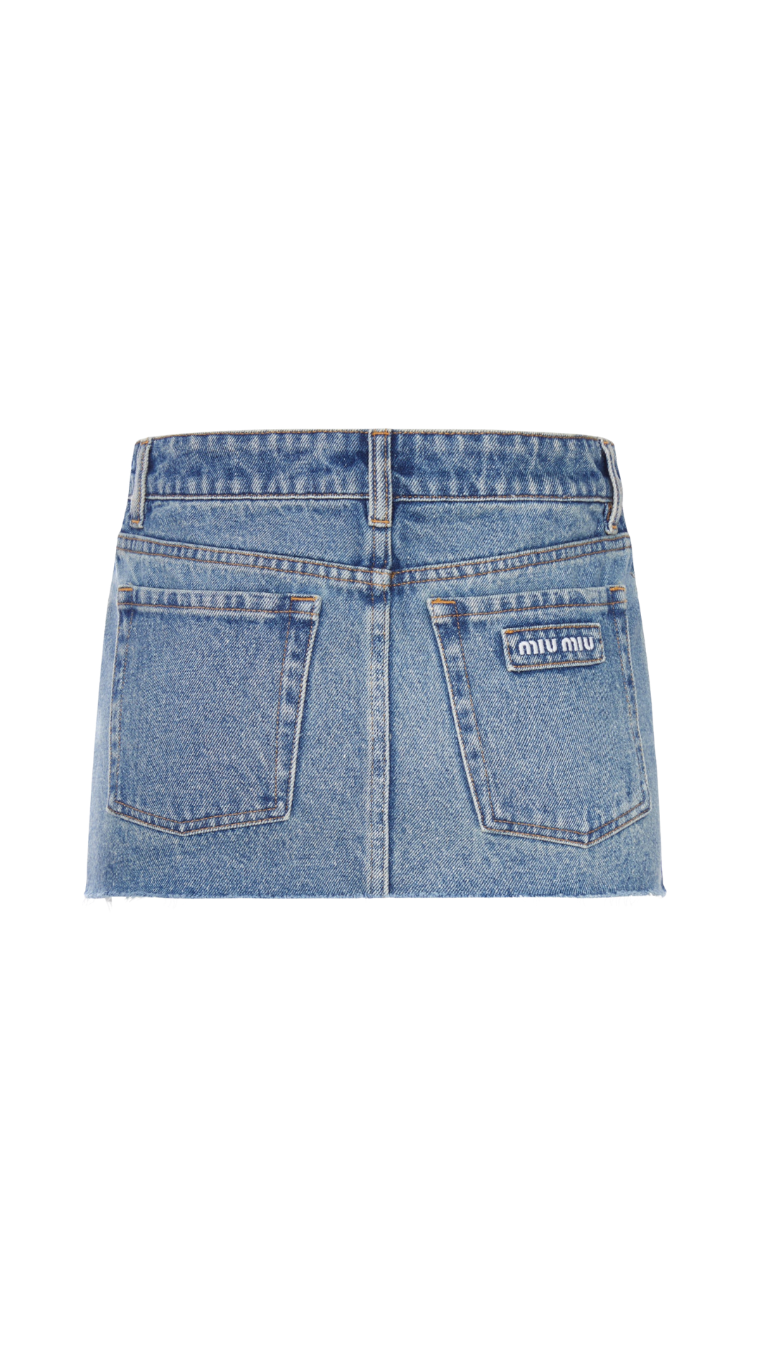 Used Wash Denim Mini Skirt in Blue