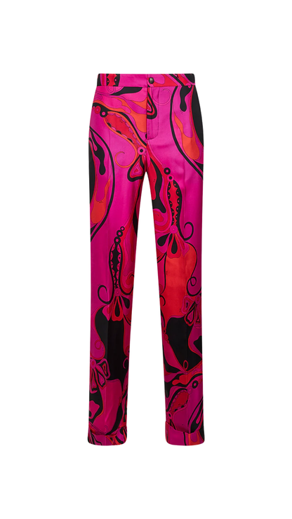 Orchidee Print Silk Pants