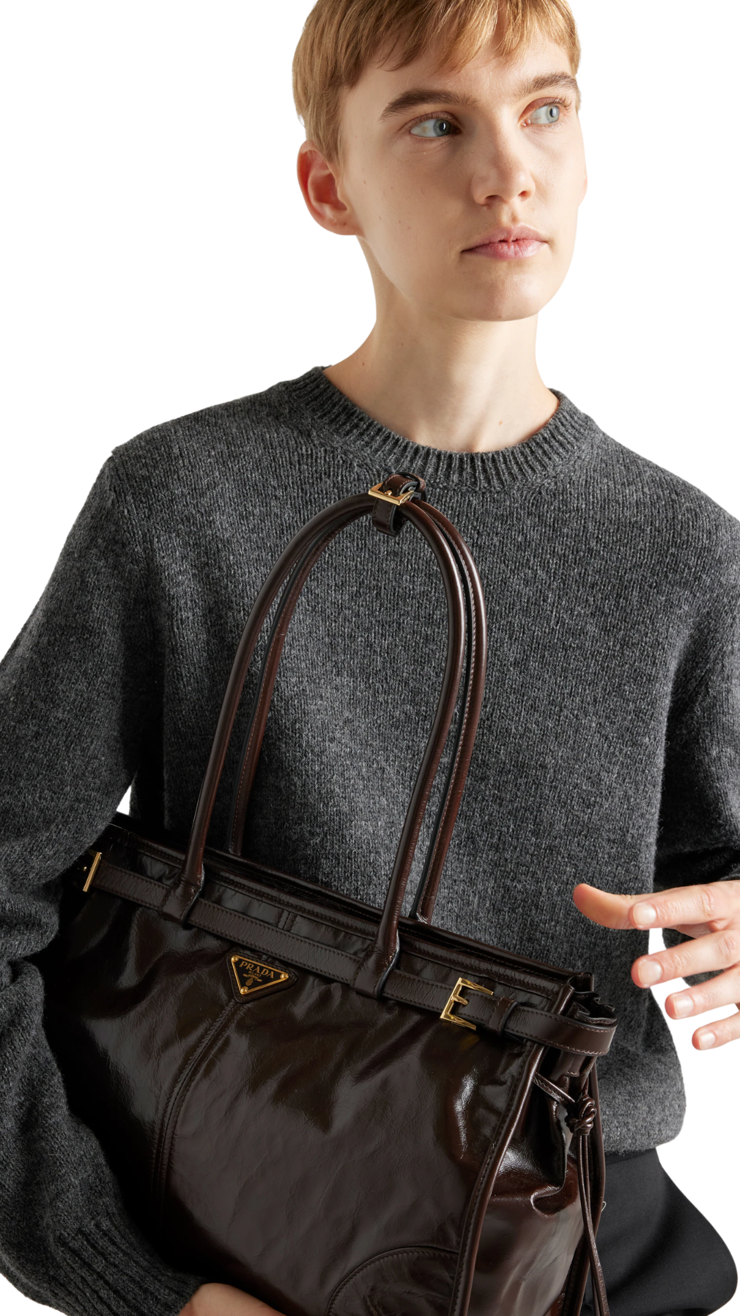 Bonnie Large Leather Handbag in Dark Brown