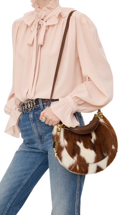 Small Chloé Banana Zipped Hobo Bag in Hair-On Leather