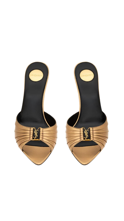 Babylone Mules in Metal Persian Metallic Leather