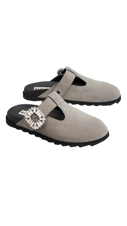 Slidy Viv' Mules in Grey Suede
