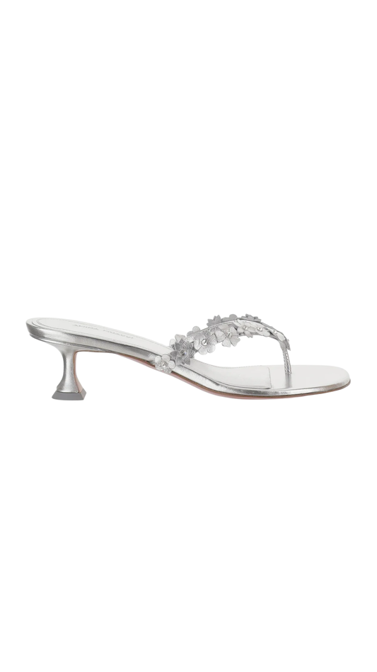 Janis Floral Sandals in Silver