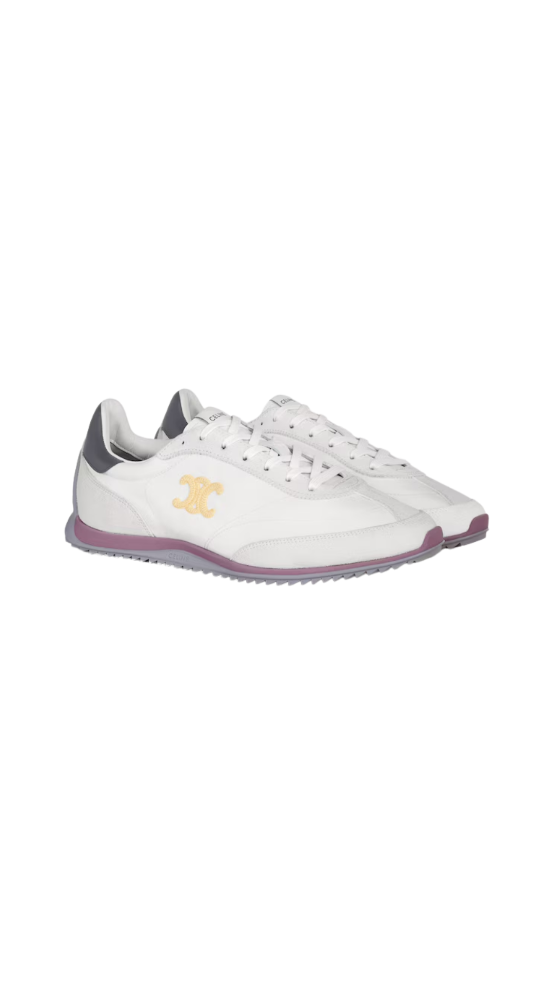 Racer Sneacker in Nylon, Suede Calfskin in Optic White/Light Purple/Grey
