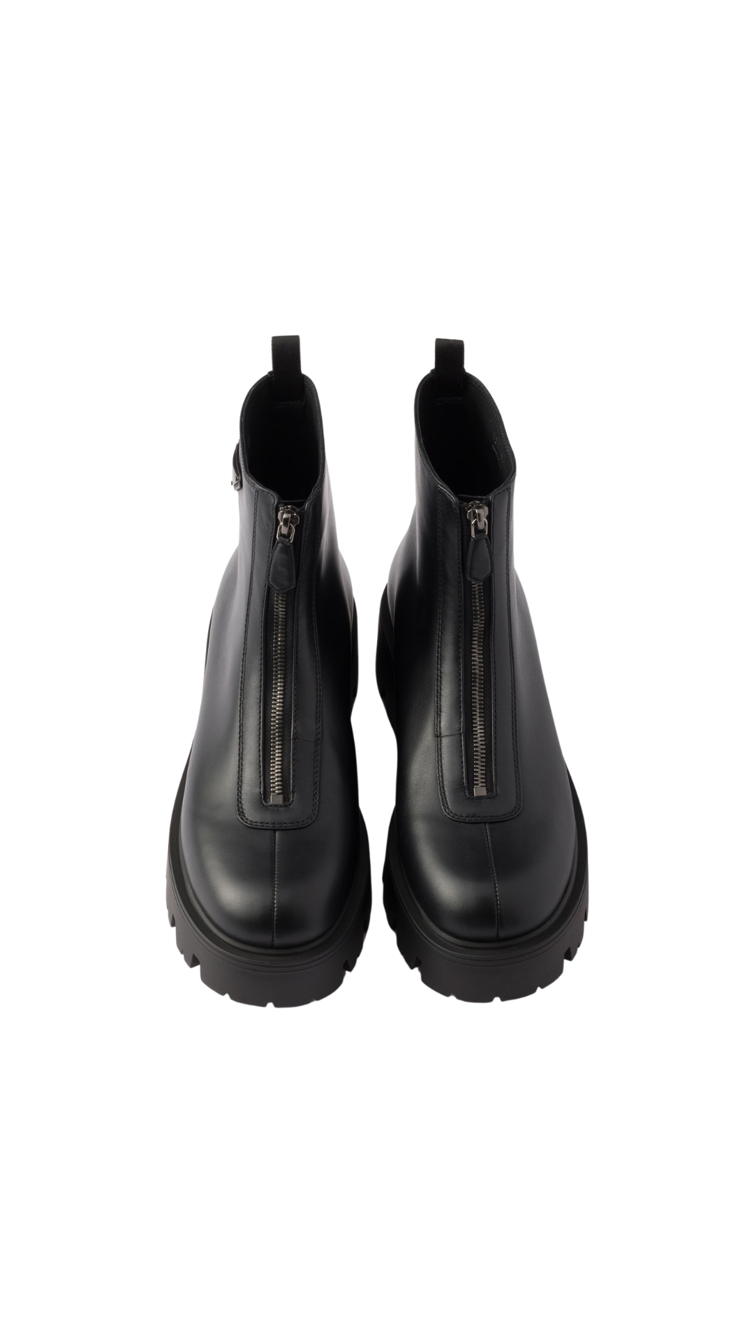 Leather Zipper Booties in Black