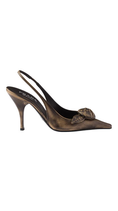 Leather Slingback Pumps in Dove Gray