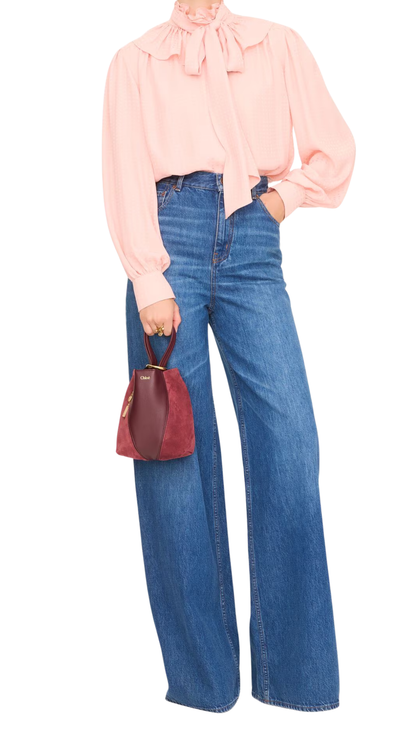 Small Chloé Spin Tote Bag in Burnt Red Suede & Soft Leather