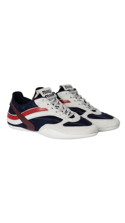 Gymnasium Technical Fabric and Suede Sneakers in Baltic Blue/Amaranth