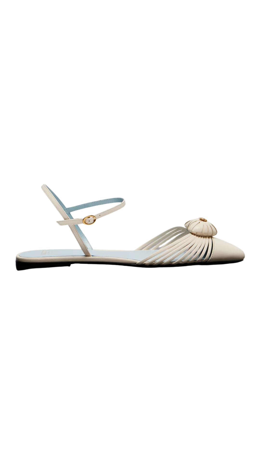 Cœur Royal Leather Flats in Butter White