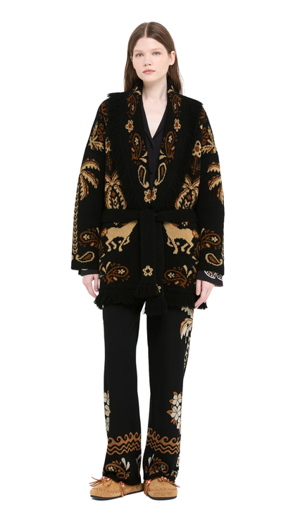 Island Roots Foulard Cardigan in Black/Camel