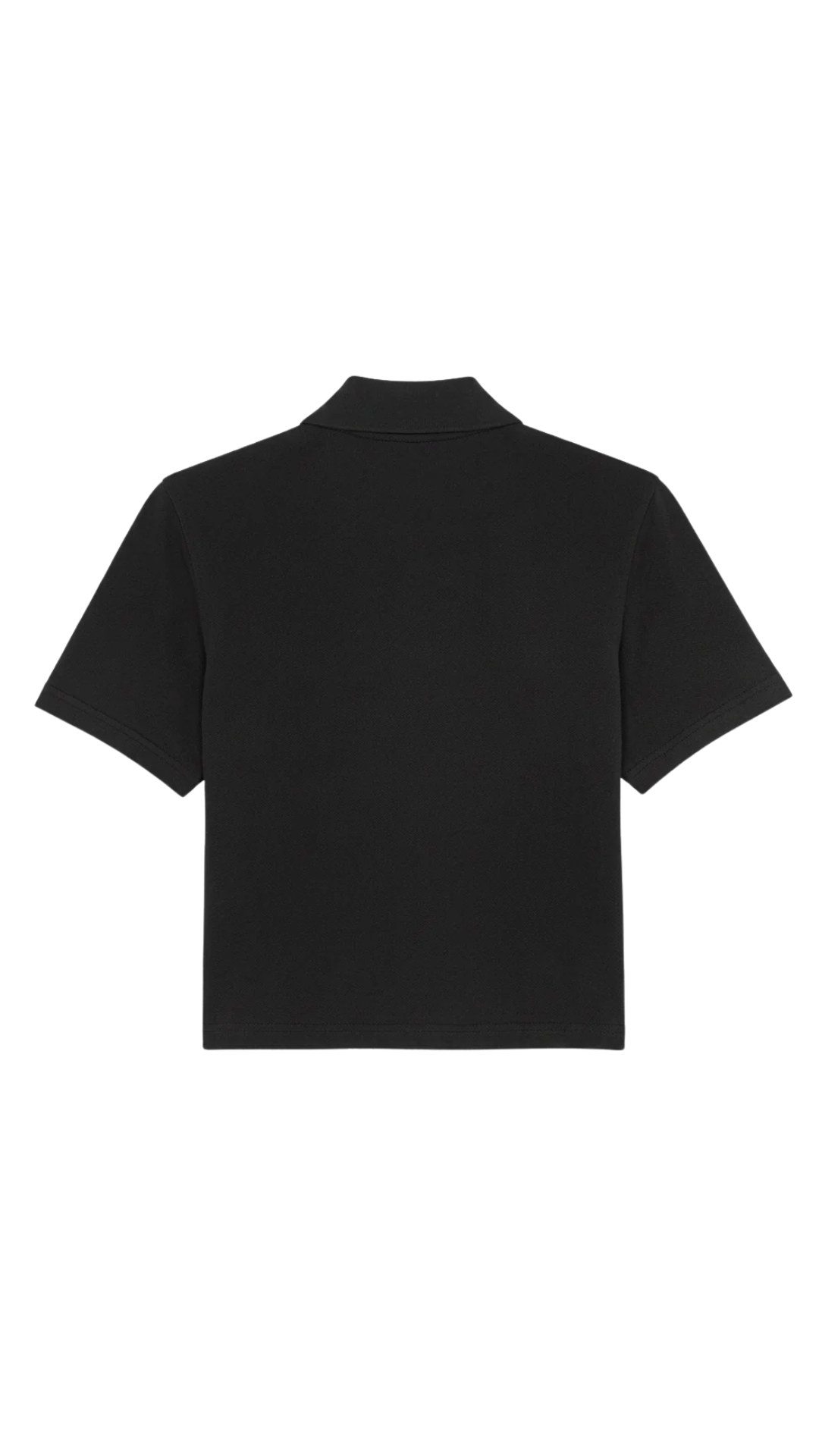 Cassandre  Cropped Polo in Black Cotton Piqué